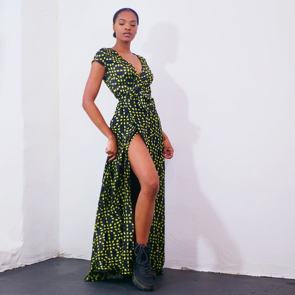 Print Maxi Wrap Dress